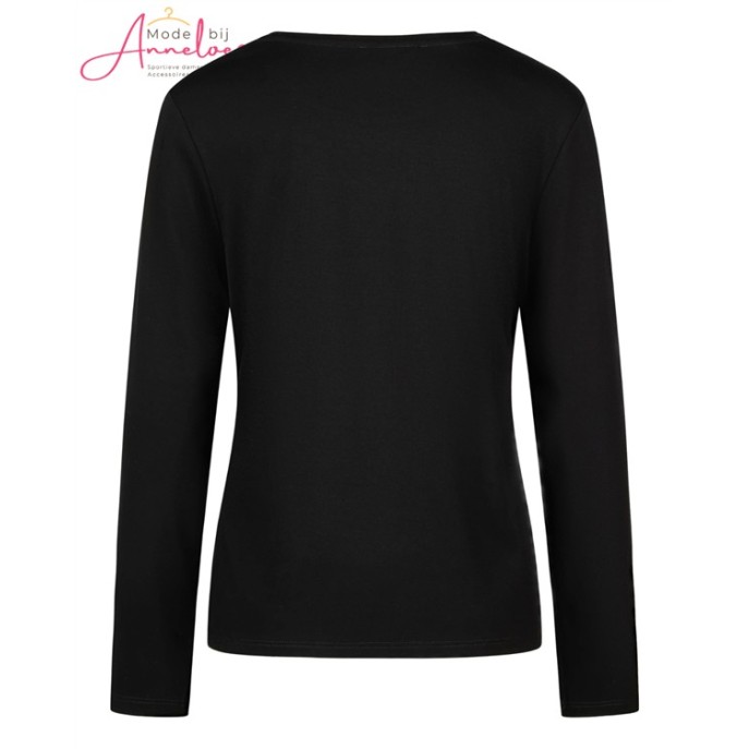 Barbara Lebek shirt opdruk zilver glitter 16193062 Zwart Barbara Lebek shirt opdruk zilver glitter 16193062 Zwart